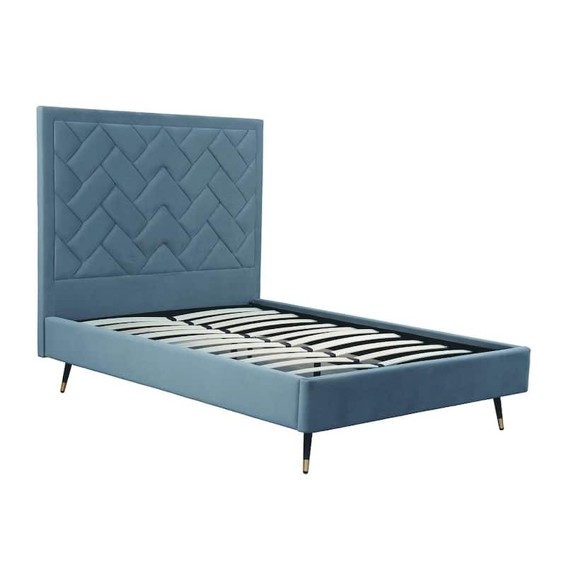 Manhattan Comfort Crosby Modern Velvet Upholstered Bed