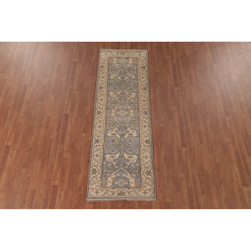 Transitional Oushak Runner Rug Hand-Knotted Wool Carpet - 2'7"x 7'10"