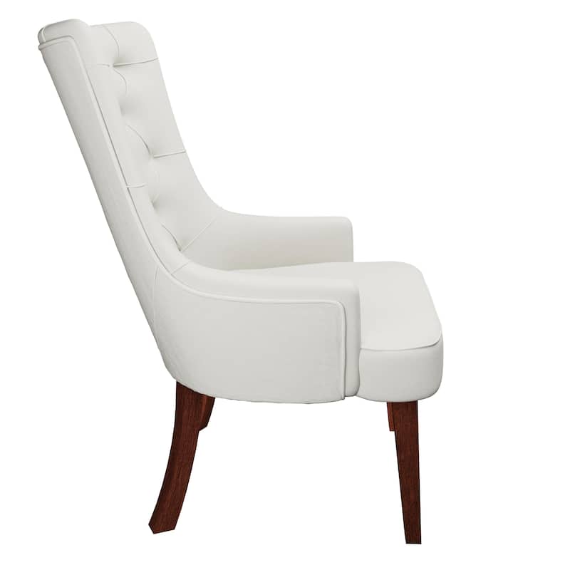 Dining Chair in Leather/Velvet Diamond-Tufted Design Side Chair in Rubberwood