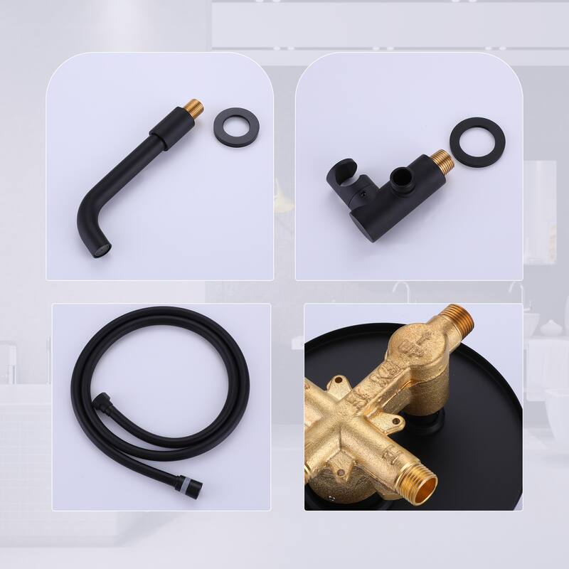 Modland Luxury Wall Mounted Bathtub Faucet With High-pressure Handheld Shower and Tub Spout