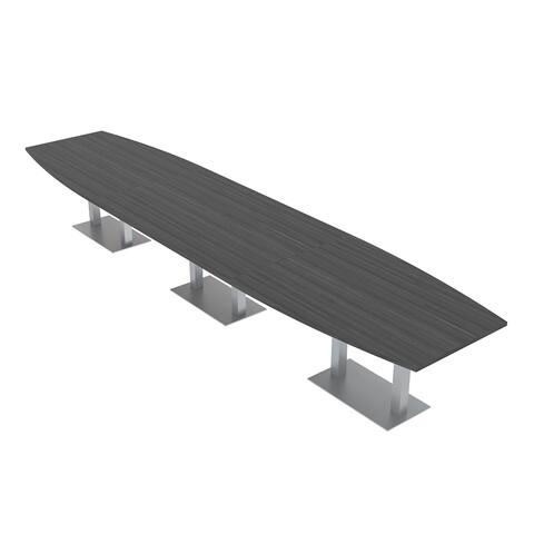 18X4 Modular Boardroom Table Boat Shaped with Metal Bases Power Units