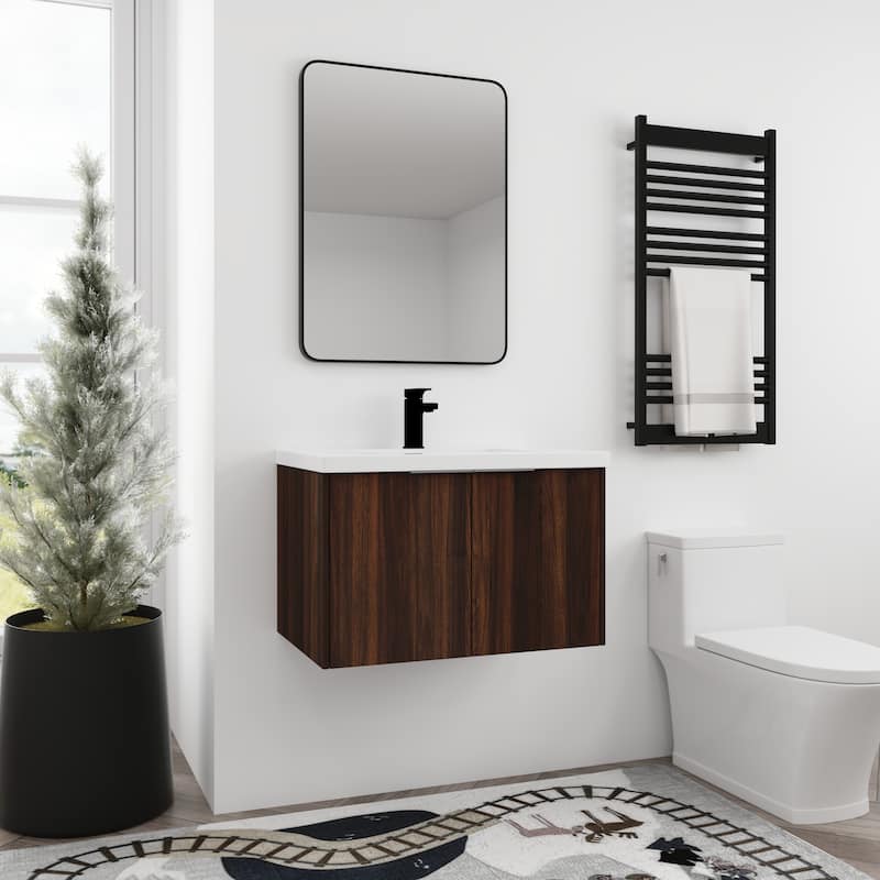 BNK 24"/30"/36" Single Sink Bathroom Vanity with Soft Close Door, Modern Floating Vanity