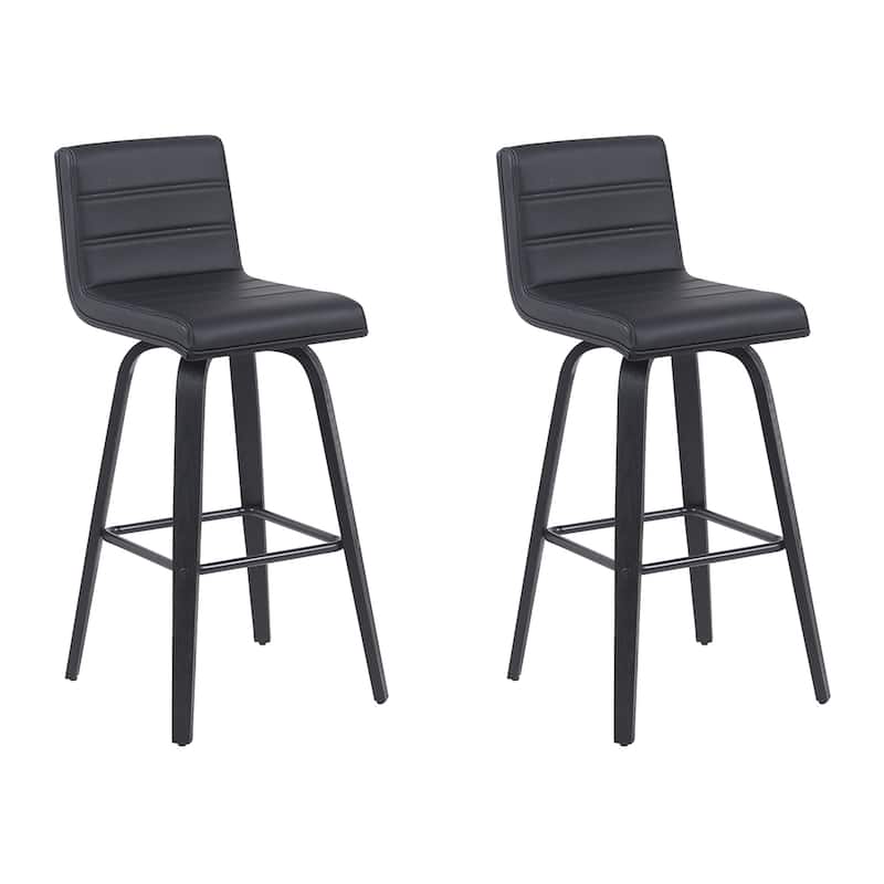 Skara Swivel Bar Stool, Upholstered Bar Height Chair with Bentwood Frame