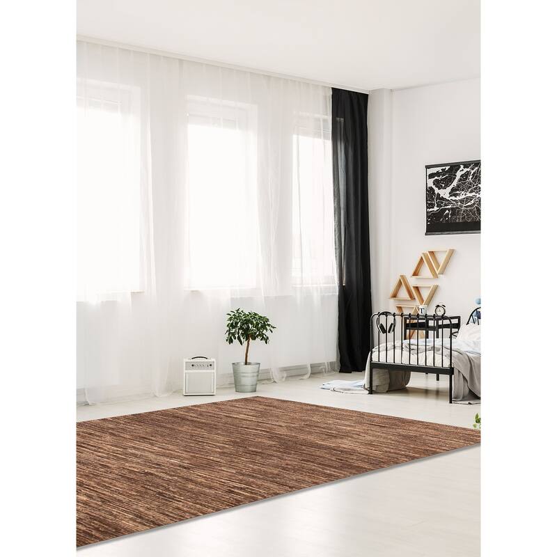 ECARPETGALLERY Flat-Weave Natural Brown Wool Tapestry Kilim - 7'9 x 10'1