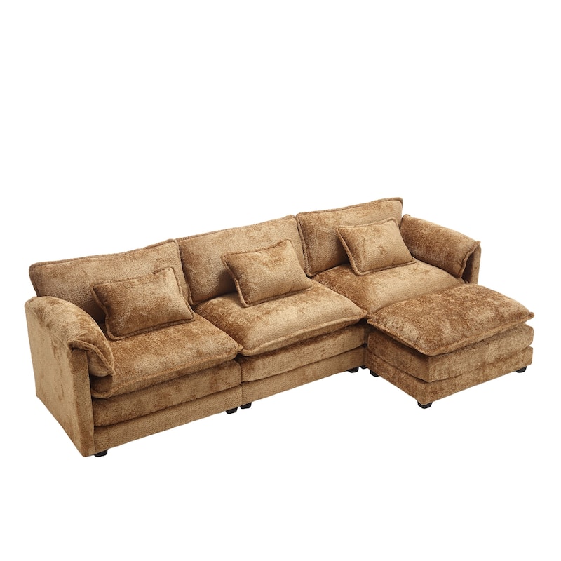 Chenille Fabric L-Shape Comfy Oversized three-seat Modular Sectional Sofa