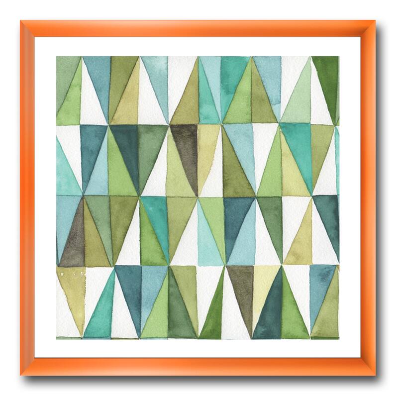 Designart "geometric Green Triangle III" Mid-Century Modern Transitional Framed Art Print