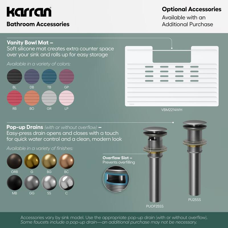 Karran Valera 18" Top Mount Vitreous China Bathroom Sink in White