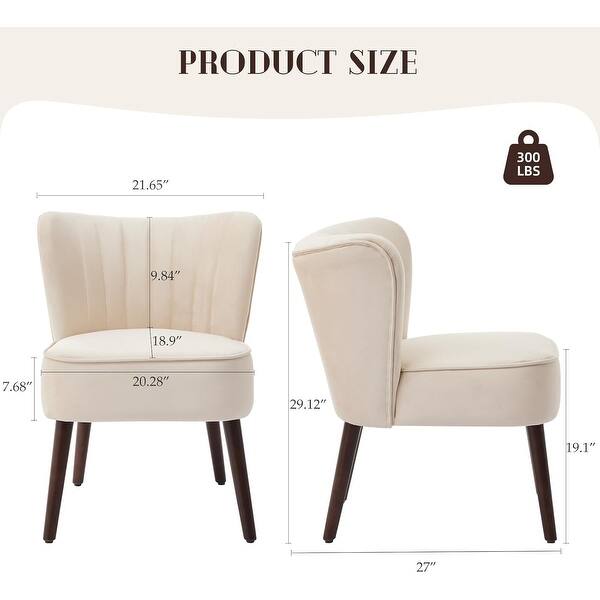 dimension image slide 2 of 3, Modern Velvet Accent Chair Set of 2, Soft Upholstered Living Room Chair with Wooden Legs