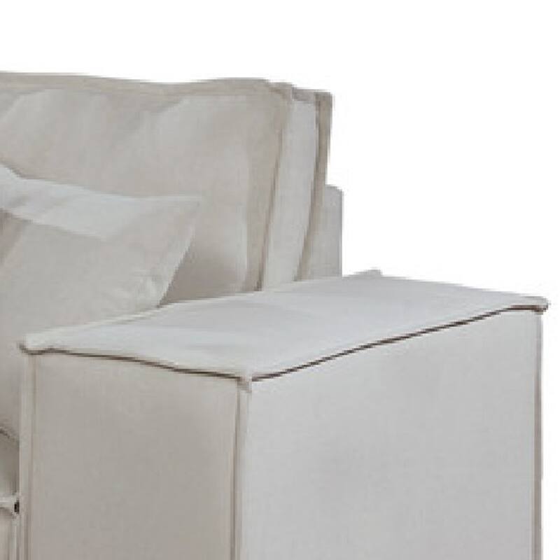 Melro Modular Sectional Sofa w Ottoman, 5 Pillow, Beige Linen 99 Inch