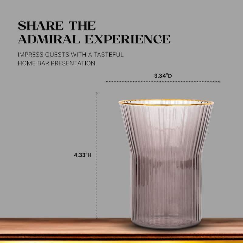 Bruno Magli Set of 4 Whiskey Glasses with Gold Rim - 10 oz