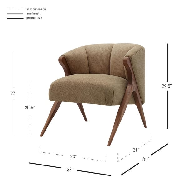 dimension image slide 3 of 4, NPD Furniture Florence Vintage Mid Century Low profile Accent Chair