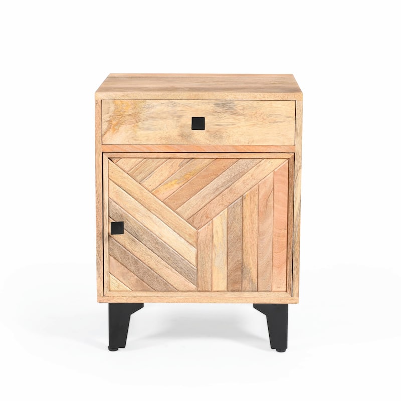 Solid Mango Wood Nightstand - Handcrafted with Drawer