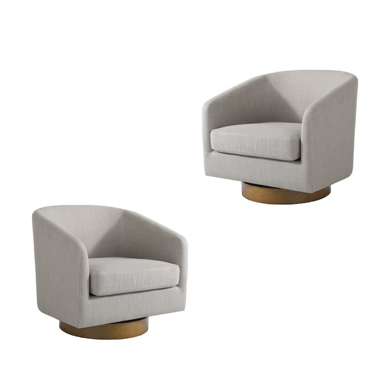 2 Set Modern Wide Round Swivel Accent Barrel Chairs