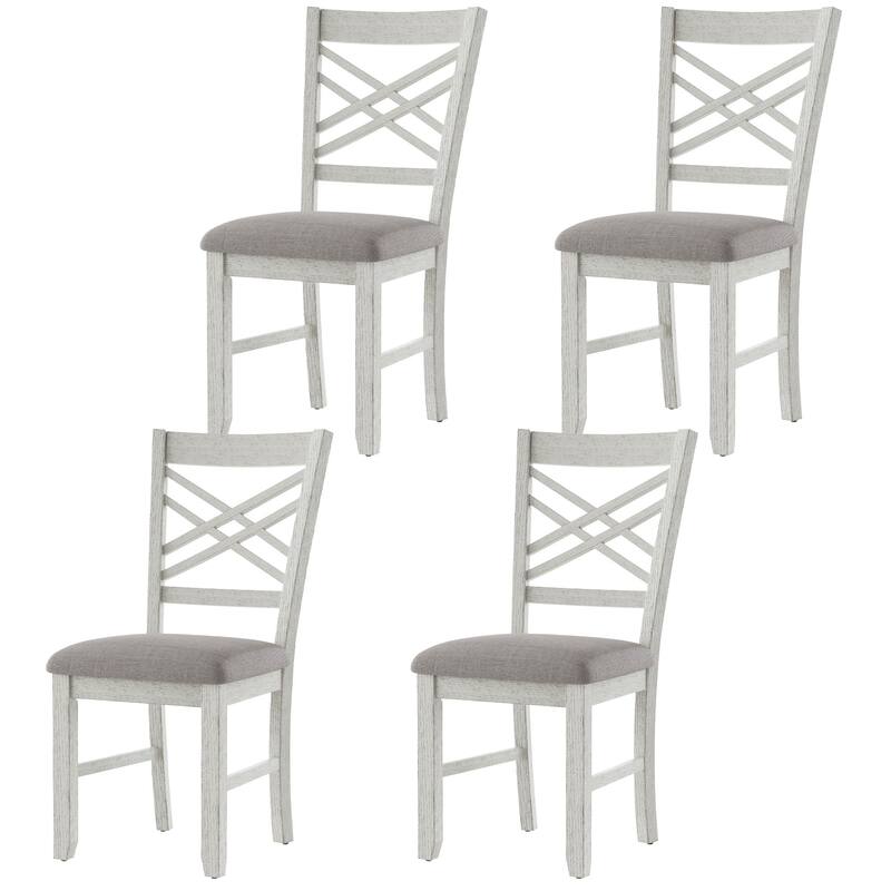 VECELO Dining Chairs Set of 2/4/6, Solid Wood Dining Chairs with Linen Fabric Seating