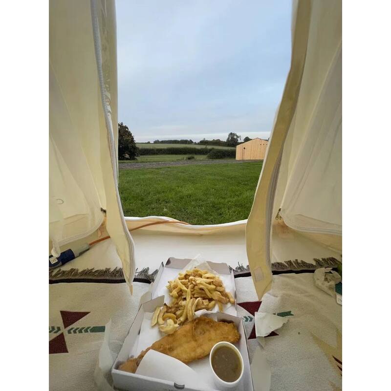 SAM&HAIBEI Bell Tent 4 Season 9.85ft Glamping Tent, Hot Tent,Ideal for Family Camping, Hiking,Canvas Tent with Aluminum Pole