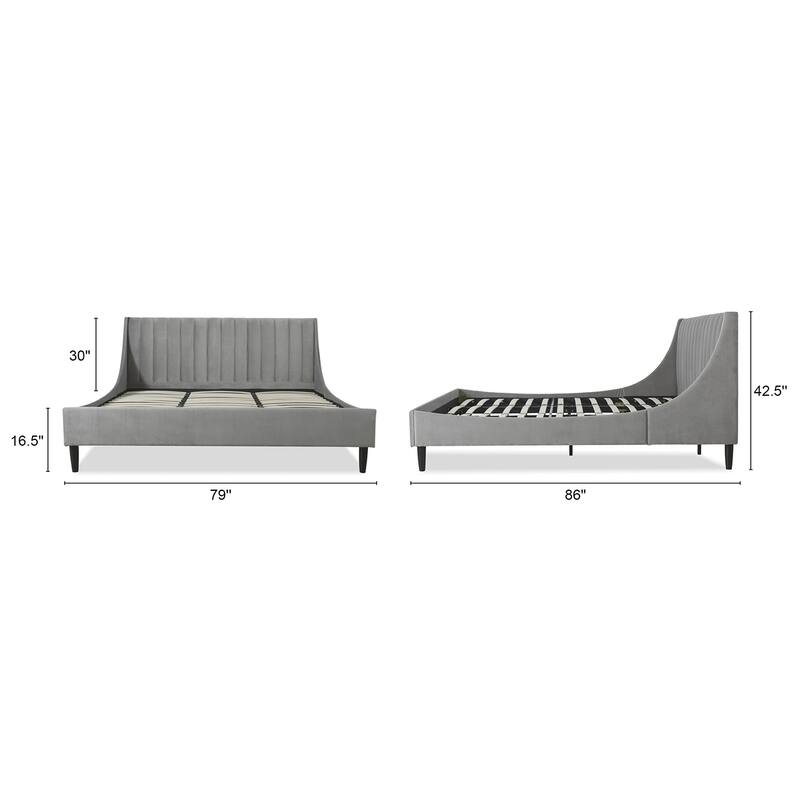 Willow Velvet Upholstered Channel Tufted Platform Bed
