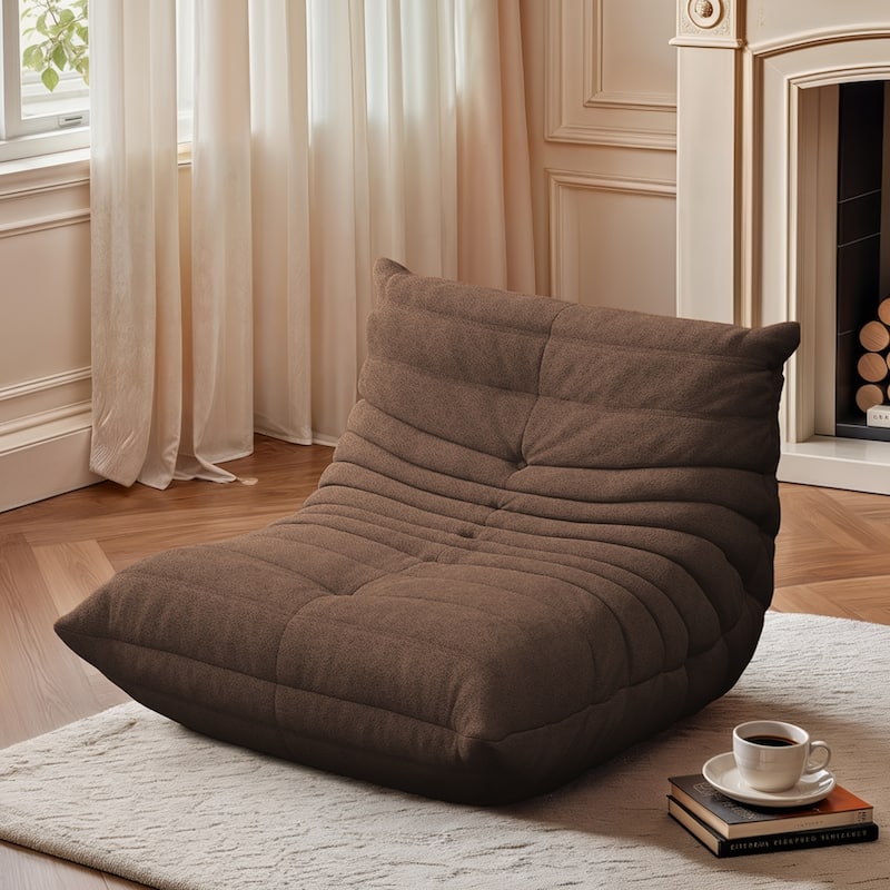 Lazy Fireside Sofa Lounge Chair Filled by High Density Memory - Teddy Dark Brown 