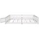 Twin/Full/Queen size Floor Platform Bed with Fence and Door for Kids, Toddlers
