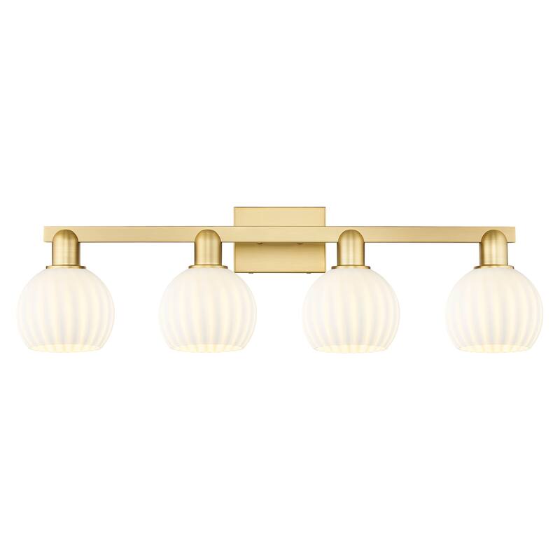Innovations Lighting Endless Possibilities Arcadia - White Venetian - 4 Light 33" Bath Vanity Light - Satin Gold