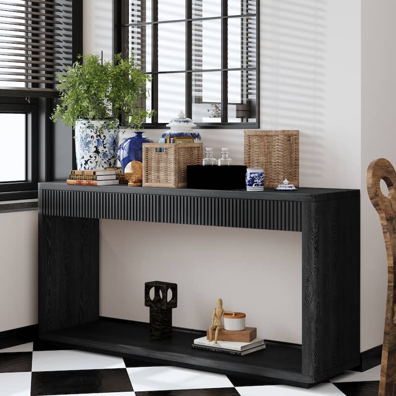 GDF Studio - Calvera 60 Inch Modern 2-Drawer Fluted Console Table