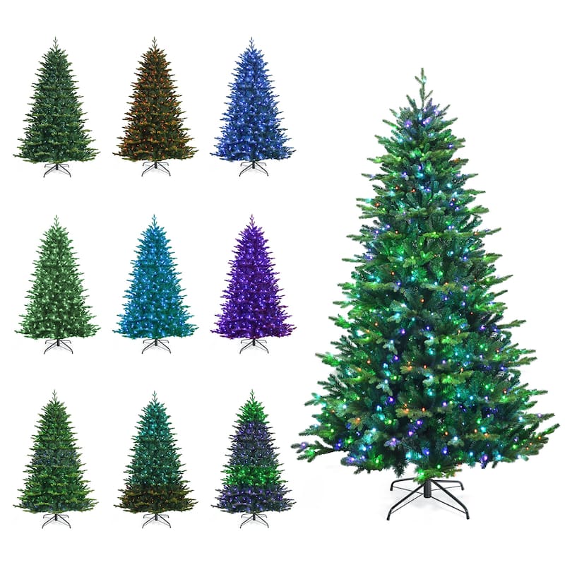 Gymax 6/7/8 FT Pre-lit Artificial Christmas Tree w/ APP Control & 15