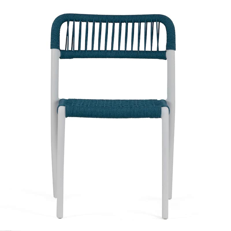 Set of 12 Belen Blue Woven Rope Fabric Dining Chair with Plastic Frame