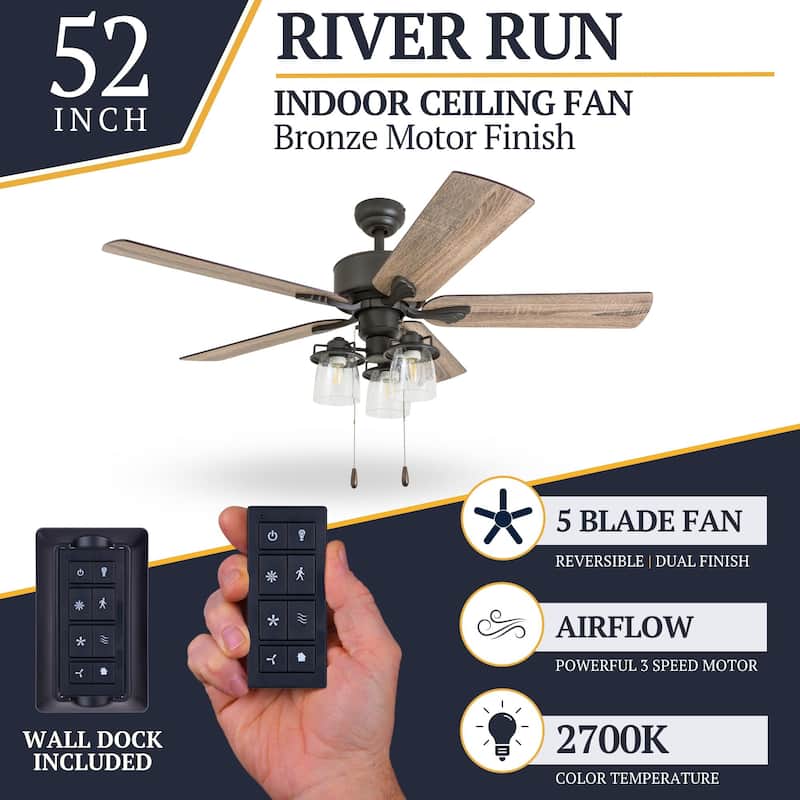 The Gray Barn Wildroot Farmhouse 52-inch Aged Bronze LED Ceiling Fan