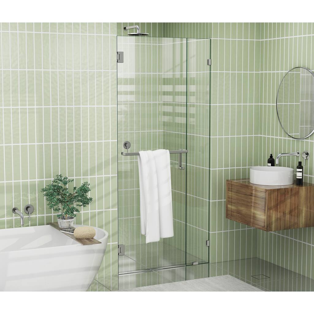 Glass Warehouse 78" x 30.75" Frameless Towel Bar Shower Door- Wall Hinge
