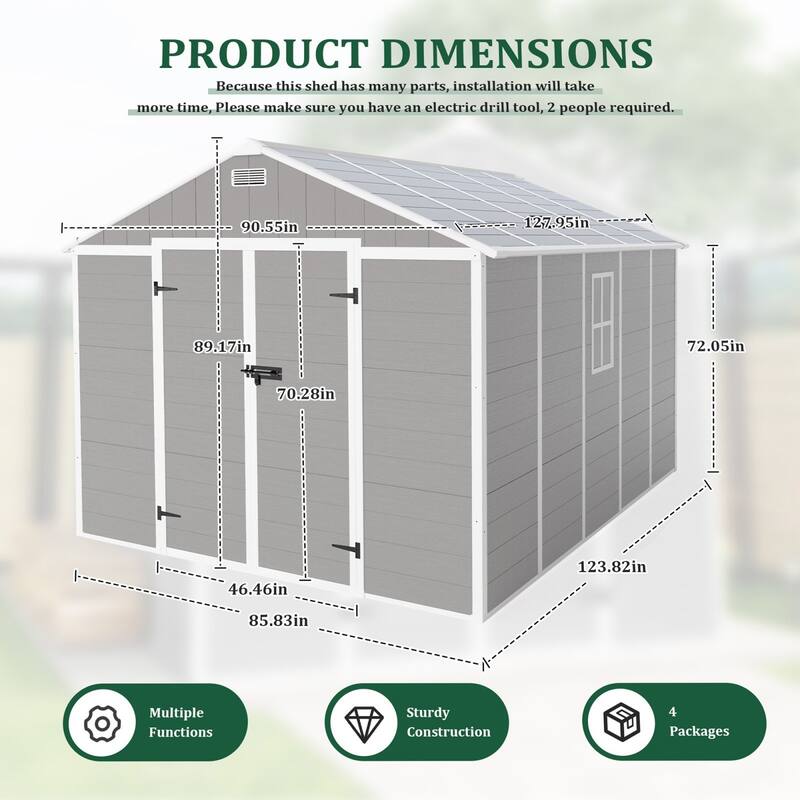7.5x10.3FT Outdoor Resin Storage Shed