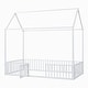 preview thumbnail 21 of 26, Twin Size Metal House Bed with Fence, Roof and Door for Kids, Boys and Girls, Bedroom
