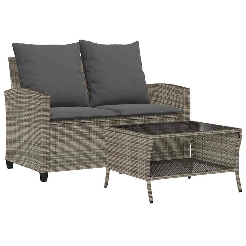 vidaXL Garden Sofa Black, Cream White PE Rattan Medium Removable Covers - 45.7 x 28.3 x 31.1 in