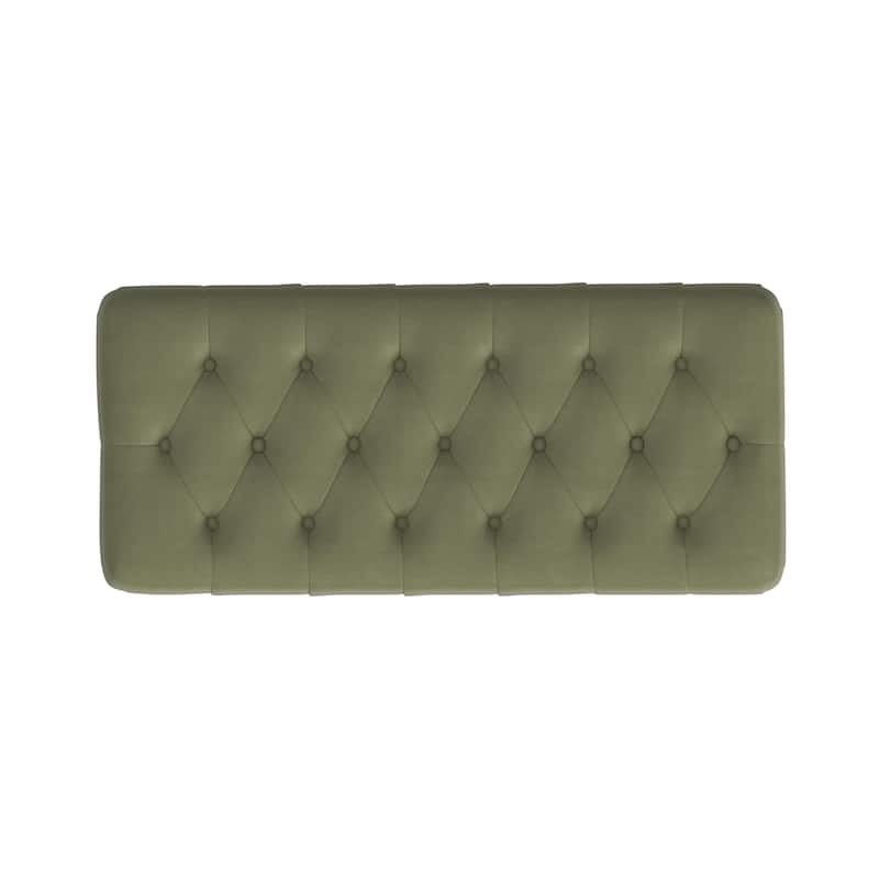 HomePop Button Tufted Top Storage Bench with Wood Legs