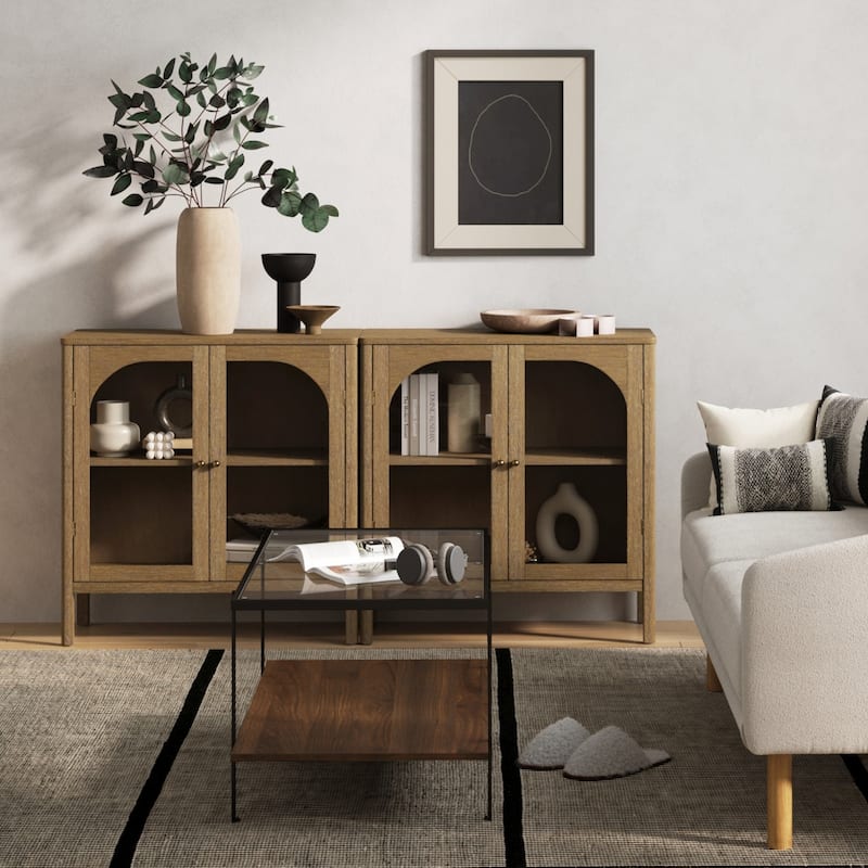 Nathan James Mason Sideboard Buffet with Glass Doors and Adjustable Shelves