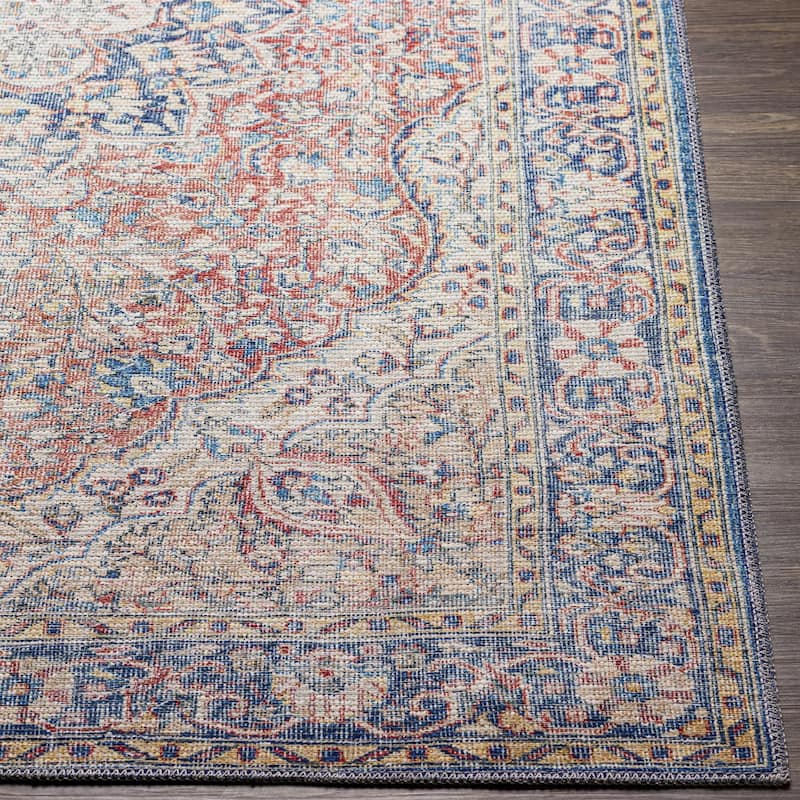 Livabliss Traditional Colin Medallion Washable Area Rug