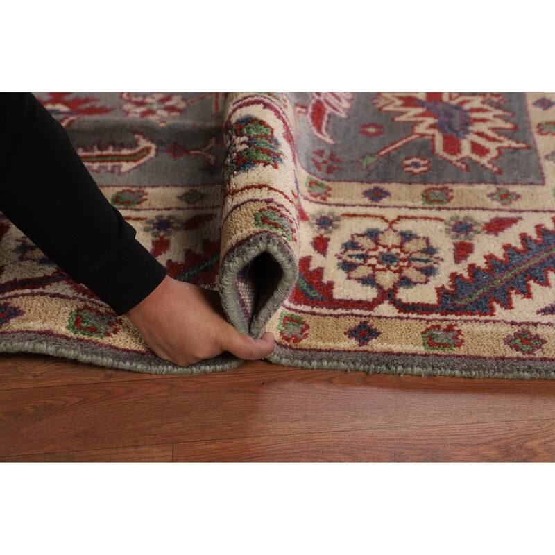 Gray Oushak Indian Area Rug Hand-Knotted Wool Carpet - 7'9"x 9'10"