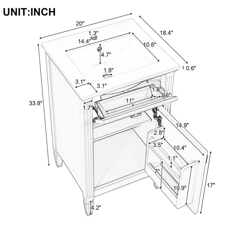 GDFStudio - Lucas Compact Modern Bathroom Vanity with Smart Storage