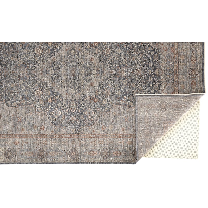 Gilford Rustic Persian Farmhouse Rug, Denim Blue/Rust, Accent Rug