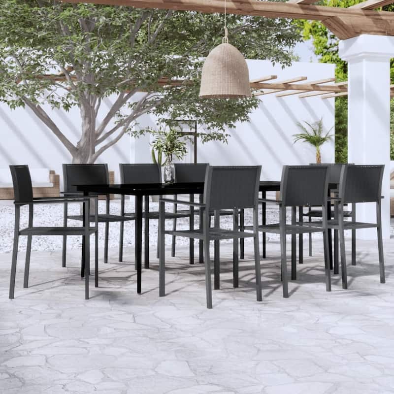 vidaXL Patio Dining Set Outdoor Dining Set Table and Chair Set for Garden - Black 9 Piece 78.7" x 39.4" x 29.1"