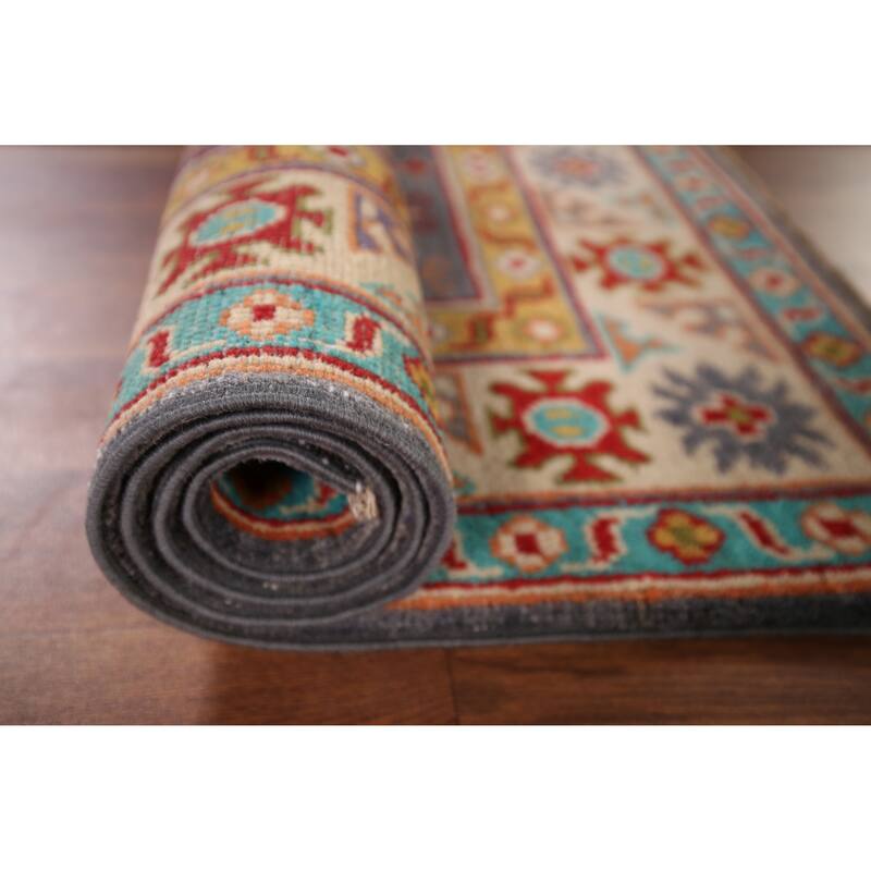 Blue Kazak Accent Rug Handmade Wool Carpet - 2'9" x 4'3"