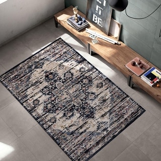 Waterloo Area Rug Luxe Weavers Waterloo Collection Navy 5x7 Abstract Area Rug - 5' x 8 ...