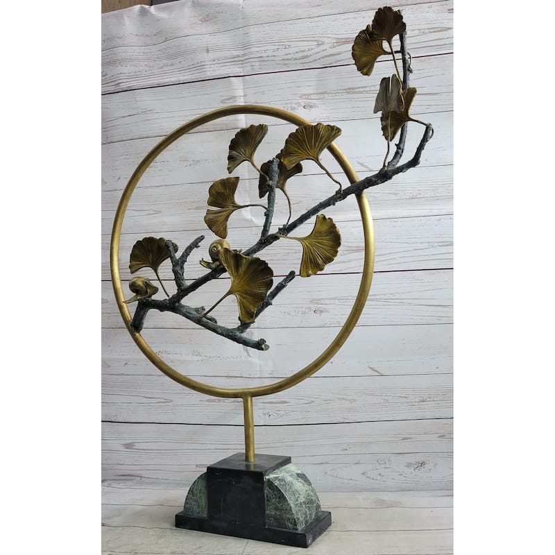 Snails On A Branch Gold Bronze Sculpture Statue Figure On Marble Base Signed Original Art