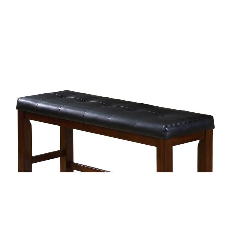 1Pc Modern Counter Height Bench Tufted Upholstery Tapered Wood Legs Bedroom Living Room Furniture Wheat Charcoal Linen Finish - Espresso