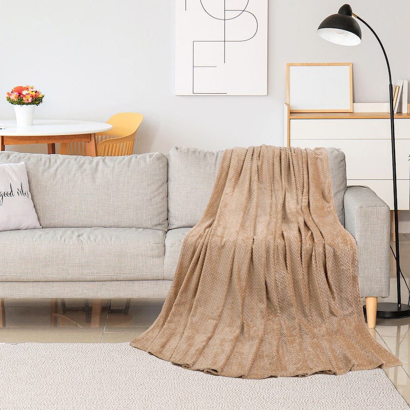 Flannel Fleece Throw Blanket for Bed or Couch,