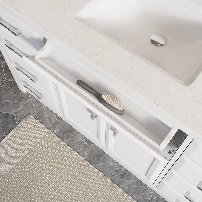 Calumet 60-in Solid Hardwood Bathroom Vanity with Engineered Stone Countertop