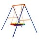 preview thumbnail 3 of 10, 40 Inch Saucer Swing Seat with A Shaped Metal Frame Stand Ideal Gift for Kids - 81.10"L x 72.05"W x 71.26"H