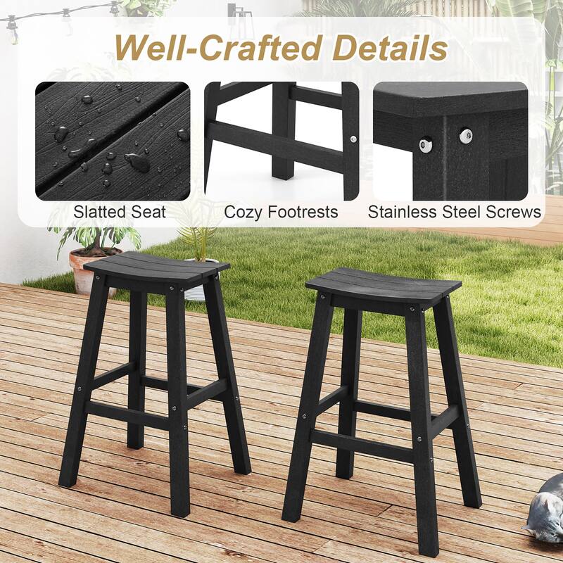 Gymax 29'' Patio Bar Stool Set of 2 w/ Curved Seat & Footrests for