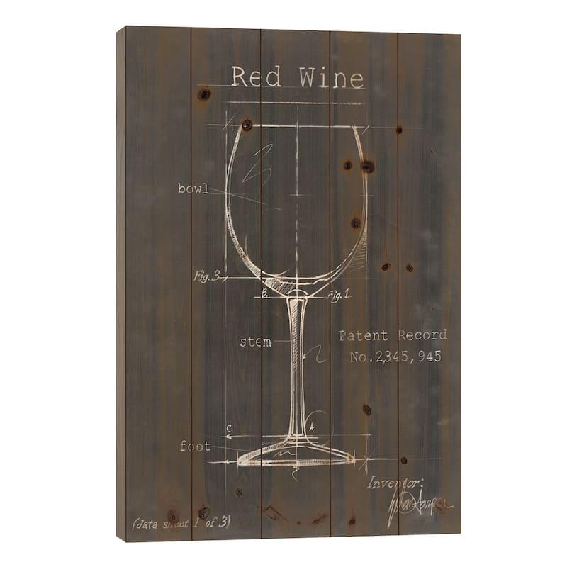 Barware Blueprint III Print On Wood by Ethan Harper - Multi-Color - 26x18x1.5