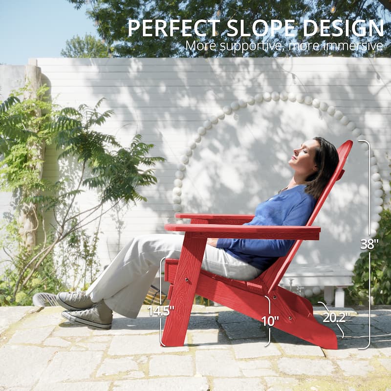 Eco-Friendly Patio Folding HDPS Plastic Outdoor Adirondack Chairs With Cup Holder - 35"D x 30"W x 36.2"H