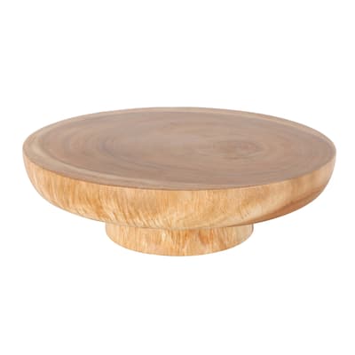 Teak Wood Handmade Decorative Bowl with Elevated Base - Brown - Roche River Decor - 17"W x 17"L x 5"H