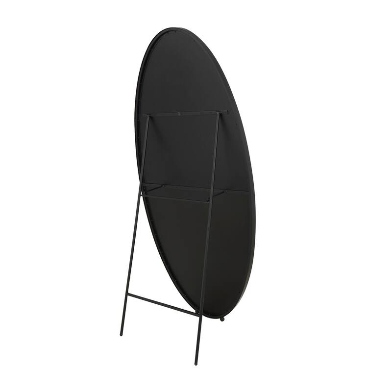 Silver Metal Oval Freestanding Room Floor Mirror with Ball Feet